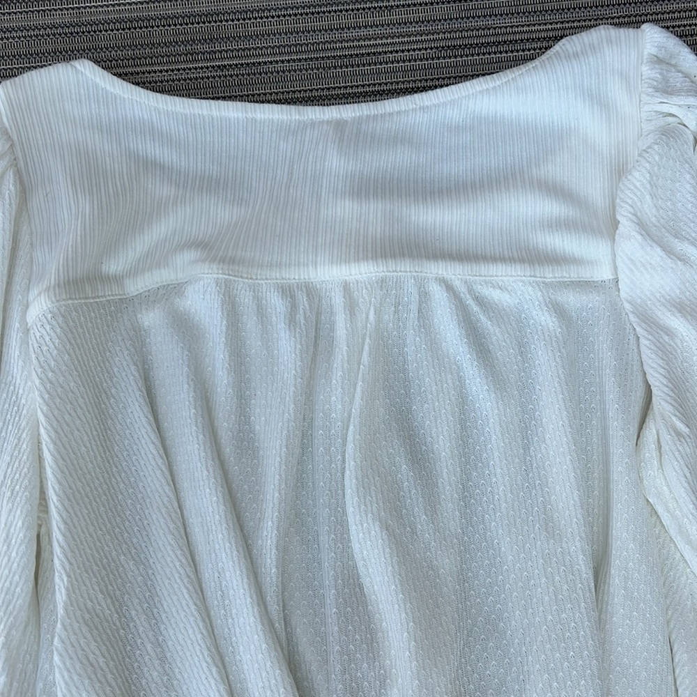 NWT Free People Devin Textured Top Blouse Ivory Size XS-S - Picture 9 of 13